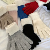 Thick Wool Cuff Knit Gloves Short Solid Color Soft Warm Gloves Autumn Winter Coldproof Versatile Split Finger Gloves