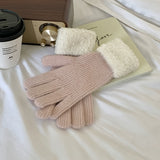 Thick Wool Cuff Knit Gloves Short Solid Color Soft Warm Gloves Autumn Winter Coldproof Versatile Split Finger Gloves