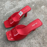 Elegant Girls High Heel Sandals Slippers .stiletto Heel,square Toe Casual Party Summer Women Mules Heels Shoes