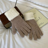 Thick Wool Cuff Knit Gloves Short Solid Color Soft Warm Gloves Autumn Winter Coldproof Versatile Split Finger Gloves