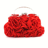 Floral Elegance Clutch - Metal Kiss Lock Handle - Roomy Interior - Perfect for Special Occasions