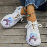 lovefery - White Casual Sportswear Daily Frenulum Printing Round Mesh Breathable Comfortable Out Door Shoes