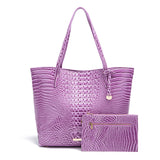 Crocodile Embossed Tote Bag Set, Elegant Shoulder Bag With Clutch Purse, Women's Office & Work Handbag