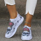 lovefery - Halloween White Casual Patchwork Printing Round Comfortable Shoes