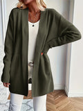 Chic Long Sleeve Knit Cardigan - Cozy Pockets & Open Front - Versatile for Casual Wear, Women's Apparel