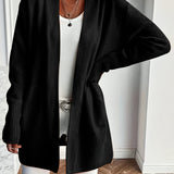 Chic Long Sleeve Knit Cardigan - Cozy Pockets & Open Front - Versatile for Casual Wear, Women's Apparel