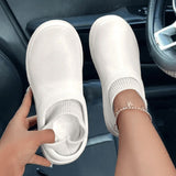 lovefery - White Casual Living Patchwork Solid Color Round Keep Warm Comfortable Flats Shoes