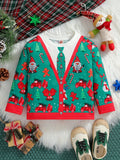 Christmas Style Suit Pattern Sweatshirt For Kids, Creative Long Sleeve Top, Boy's Novelty Clothes For Spring Fall Winter, As Gift