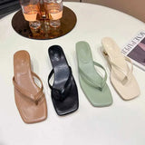 Slippers Womens Med Heel Sandals with Narrow Band and Kitten Heel Mules Flip Flops Elegant Pinch Slippers Women Summer Shoes for WomenF464