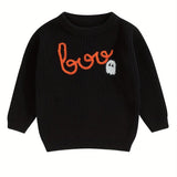 Adorable 0-3 Years Infant Halloween Sweater - Soft Long Sleeve Pullover with Pumpkin, Ghost, Spider Embroidery - Fall Season Letter Printed Tops for Baby Girls and Boys