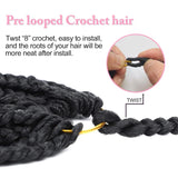 18-Inch Braids Crochet Hair - 6 Packs of Goddess Black Crochet Hair with Straight Ends - Bohemian Hippie Style - Pre-looped Synthetic Braiding Hair for Women