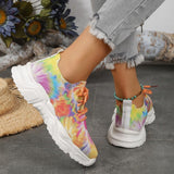 lovefery - Orange Casual Sportswear Patchwork Tie-dye Round Comfortable Out Door Sport Shoes