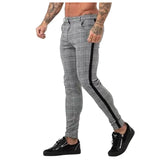 Mens Summer Plaid Pants Soft jeans Men Streetwear Striped Hip Hop Pant Skinny Chinos Trousers Slim Fit Casual Joggers Camouflage Army Fitness Gyms Skin breathable