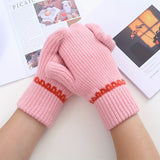 Stylish Short Thickened Knit Mittens Simple Solid Color Leak Finger Touchscreen Gloves Autumn Winter Coldproof Windproof Riding Gloves