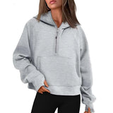 Lu-43 Autumn Winter Yoga Suit Scuba Hoodie Half Zip Women's Sports Sweater Loose Gym Jacket Fitness Short Plush Coat Sweatshirtmm