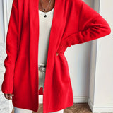 Chic Long Sleeve Knit Cardigan - Cozy Pockets & Open Front - Versatile for Casual Wear, Women's Apparel