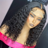 13x4 Curly Lace Frontal Human Hair Wigs 180 Density Transparent Lace Frontal Short Curly Bob Wig Pre Plucked For Women Natural Color Human Hair Bob Wig