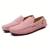 Women's Solid Color Penny Loafers, Round Toe Slip On Suedette Rubber Sole Shoes, Wear-resistant Flat Shoes