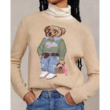 23ss Autumn Men's Designer Sweaters Cartoon Rl Bear Embroidery Fashion Long Sleeve Knitted Pullover Wool Cotton Soft Unisex Men X7ea