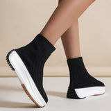 lovefery - Black Casual Patchwork Solid Color Round Comfortable Out Door Shoes