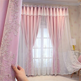 1pc Double Layer Embroidery Curtain With Lace Grommet Top Semi-Blackout Cloth Window Drapes Curtains For Bedroom Living Room Sliding Door Home Decor