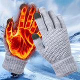 Thermal Winter Gloves - Ultra-Warm Knit Insulation, Touch Screen Compatible, Thickened Palm, Solid Color Design for Cycling and Hiking - Available in 1, 2, or 3 Pairs