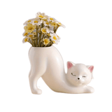 1pc Cute Cat-Shaped Resin Vase, Classic Decorative Figurine, 5.5 X 3.0 X 3.9 Inches, Tabletop Floral Display, Home & Office Decor