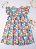 Girls Summer Frill Sleeve Swing Dress with Adorable Animal Prints - Playful & Perfect for Warm Weather