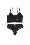 lovefery Black Soft Bone Lace Bustier Lingerie Set