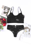 lovefery Black Soft Bone Lace Bustier Lingerie Set