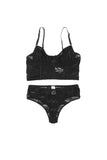 lovefery Black Soft Bone Lace Bustier Lingerie Set