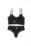 lovefery Black Soft Bone Lace Bustier Lingerie Set