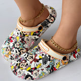 lovefery - Multicolor Casual Living Graffiti Patchwork Round Comfortable Shoes