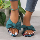 lovefery - Green Casual Daily Patchwork With Bow Round Comfortable Shoes