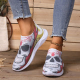 lovefery - Halloween White Casual Patchwork Printing Round Comfortable Shoes