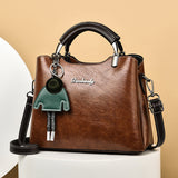 LoveFery - Women's Elegant Satchel Tote Bag Doll Pattern Shoulder Bag Stylish Handbag Crossbody Bag with Removable Straps