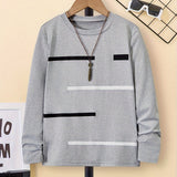 Cozy Boys' Striped Knit Pullover Sweater - Soft Long Sleeve Crew Neck Top with Stylish Design for Spring and Fall Seasons - Perfect for Casual Everyday Wear