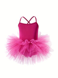 Brief Sleeveless Slingback Tutu Dress for Girls - Vibrant Solid Color, Puffy, Flared, Slim Fit, Medium Stretch, Hand Washable, All-Season Ballet Dance Wear