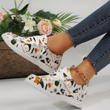 lovefery - White Casual Patchwork Printing Round Comfortable Out Door Shoes