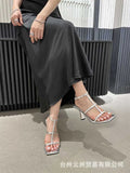 Sandals Celebrity style white nude high heels for women  new T-belt hollowed out Roman shoes~Summer dress wearing high heels sandals Y240618MYK2