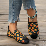 lovefery - Halloween Cream White Casual Patchwork Printing Round Comfortable Flats Shoes