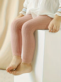 Toddler Baby Cosy Cropped Pants Basic Solid Ribbed Cotton Stretch Leggings For Girls And Boys