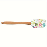 1pc Detachable Floral Print Silicone Spatula with Wooden Handle, Food-Safe Kitchen Baking Tool for Home Cooking, Assorted Designs