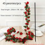 1pc, Artificial Flower Vine 45 Peonies Holiday Decoration Wedding Decor Fake Flowers Bedroom Decoration Wall Hanging Wreath Botanical Holiday Spring Autumn Garden Arch Diy Fake Plant Vines, Mother'S Day Decoration