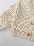 Cozy Toddler Girl's Cable Knit Cardigan - Soft Comfy Cotton, Casual Button Front, Easy Wear Sweater for Daily Life - Perfect for Little Princesses, Baby Girls' Clothing, Everyday Essential