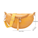 lovefery - Women Crocodile Pattern Crescent Shoulder Bag Minimalist Solid Color Crossbody Bag