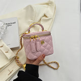 Two Size Options Small Square Chain Mini Bags - Zipper Closure, Adjustable Shoulder Strap, Elegant Solid Color PU Material with Polyester Lining -  New Fashion Crossbody Tote for Women Spring Summer