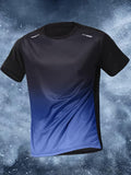 Gradient Color Mens T-shirt - Comfortable Crew Neck, Ultra-Soft Short Sleeves, Super Quick-Dry & Breathable - Perfect for Summer Gym, Fitness & Training