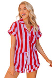 Color Block Striped Short Sleeve Pajamas Set