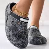 lovefery - Multicolor Casual Living Graffiti Patchwork Round Comfortable Shoes